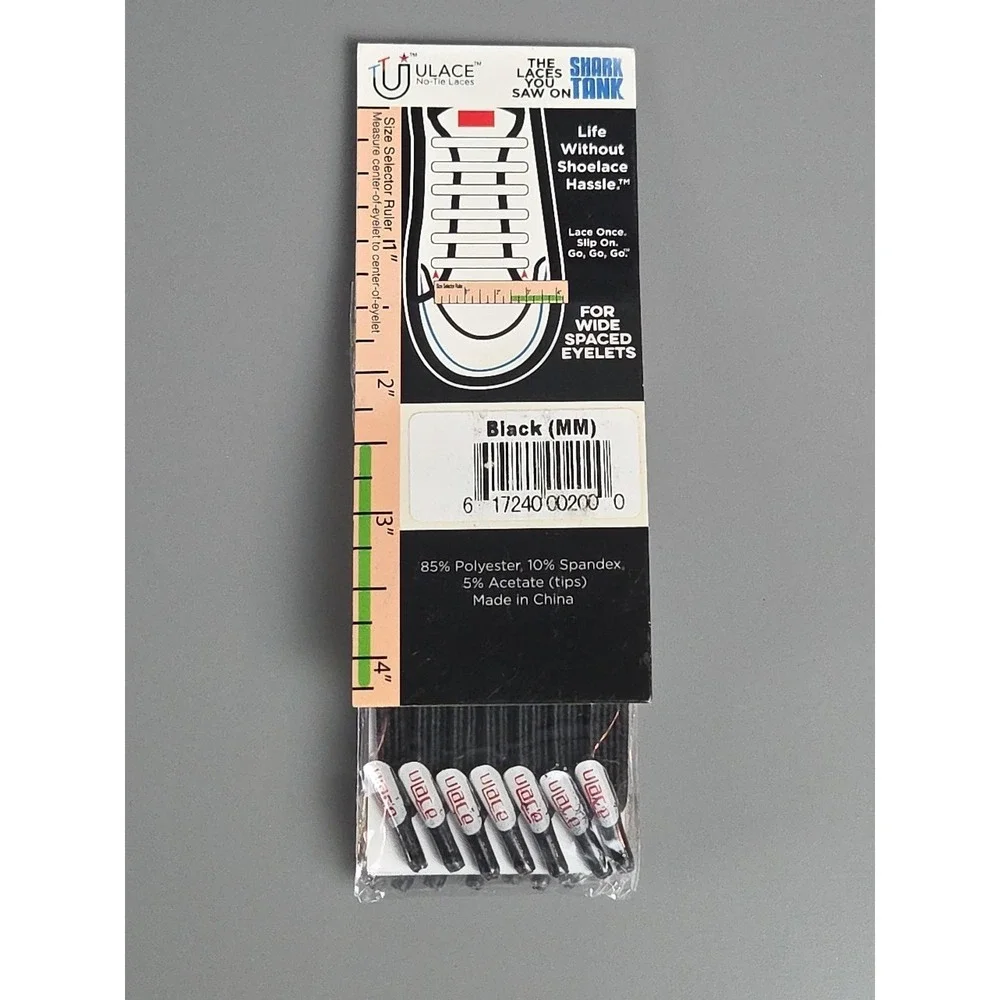 Classic ULace No Tie Sneaker Laces (14) Wide Spaced Eyelets 2.5-4" - Picture 2 of 2